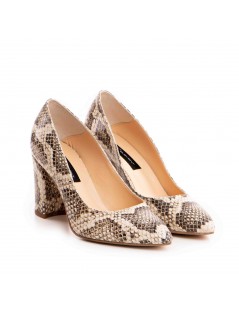 Pantofi stiletto piele naturala Crem - The5thelement.ro