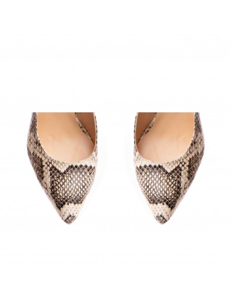 Pantofi stiletto piele naturala Crem - The5thelement.ro