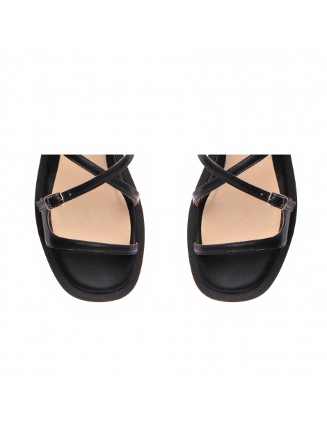 Sandale dama piele fara toc Negru Bari - The5thelement.ro