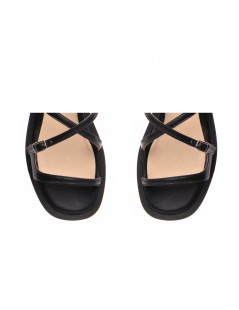 Sandale dama piele fara toc Negru Bari - The5thelement.ro