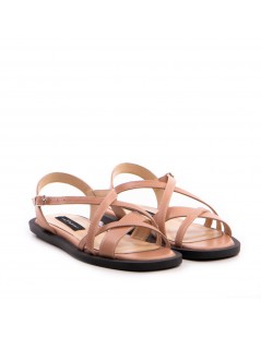 Sandale dama piele fara toc Bej Savana - The5thelement.ro