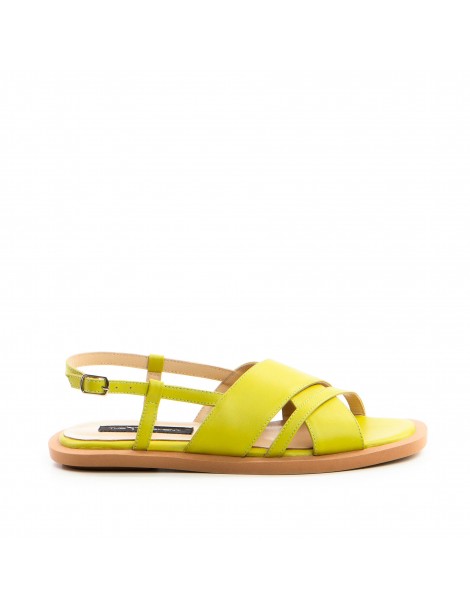 Sandale dama piele fara toc Verde Lime Amalfi - The5thelement.ro
