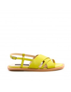 Sandale dama piele fara toc Verde Lime Amalfi - The5thelement.ro