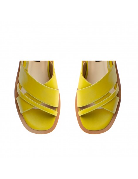 Sandale dama piele fara toc Verde Lime Amalfi - The5thelement.ro