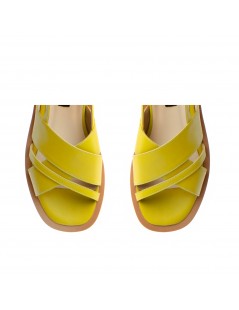Sandale dama piele fara toc Verde Lime Amalfi - The5thelement.ro