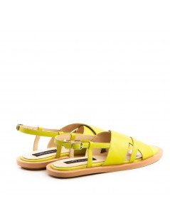 Sandale dama piele fara toc Verde Lime Amalfi - The5thelement.ro