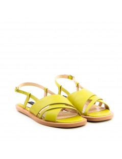 Sandale dama piele fara toc Verde Lime Amalfi - The5thelement.ro