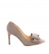 Pantofi stiletto piele naturala Grej Bow