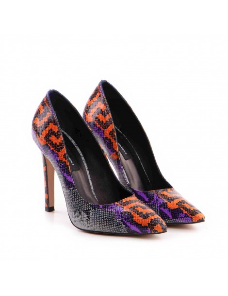 Pantofi stiletto piele naturala Multicolor - The5thelement.ro
