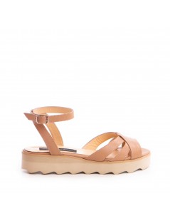 Sandale dama piele fara toc Bej Amy - The5thelement.ro