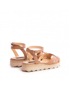 Sandale dama piele fara toc Bej Amy - The5thelement.ro