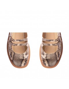 Sandale dama piele fara toc Bej Evania - The5thelement.ro