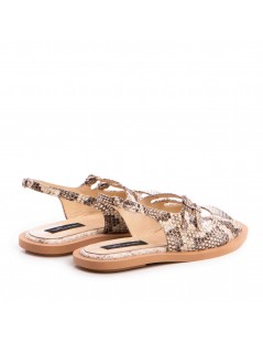 Sandale dama piele fara toc Bej Evania - The5thelement.ro