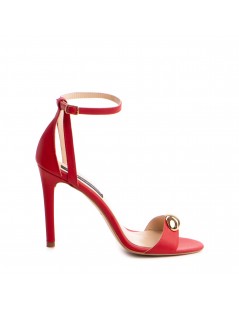 Sandale piele naturala Rosu cu accesoriu - The5thelement.ro