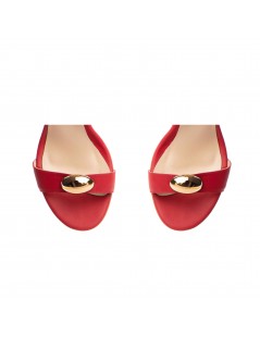 Sandale piele naturala Rosu cu accesoriu - The5thelement.ro