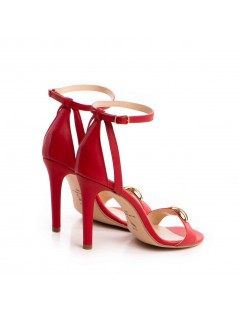 Sandale piele naturala Rosu cu accesoriu - The5thelement.ro