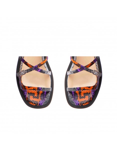 Sandale dama piele fara toc Multicolor Bari - The5thelement.ro