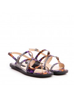 Sandale dama piele fara toc Multicolor Bari - The5thelement.ro