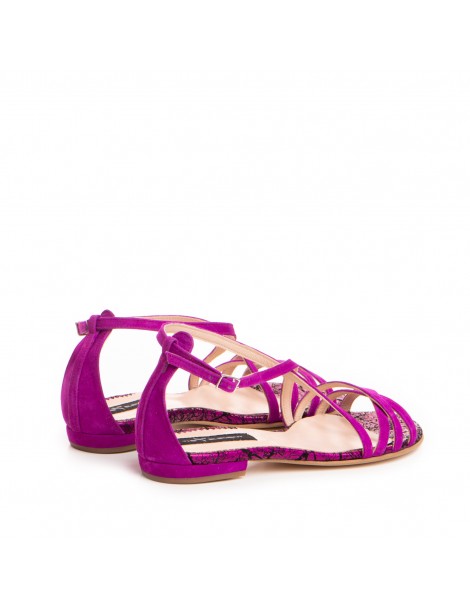 Sandale dama piele fara toc Magenta Riley - The5thelement.ro