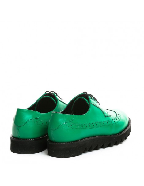 Pantofi dama Oxford Green din Piele Naturala - The5thelement.ro