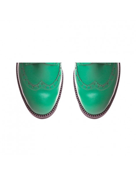 Pantofi dama Oxford Green din Piele Naturala - The5thelement.ro