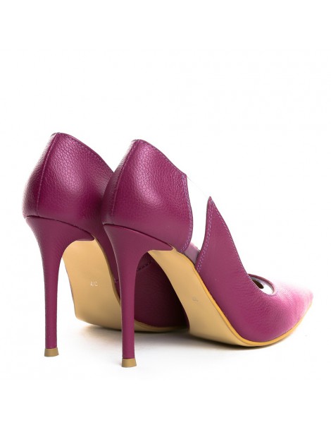 Pantofi stiletto piele naturala Fucsia Glamour - The5thelement.ro