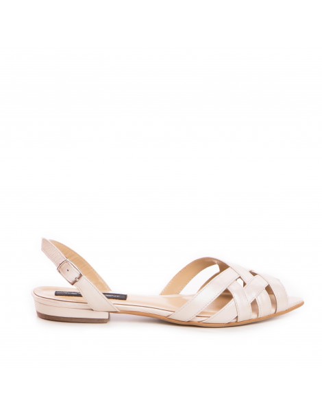 Sandale mireasa Piele Naturala Ivoire Flats Inez - The5thelement.ro