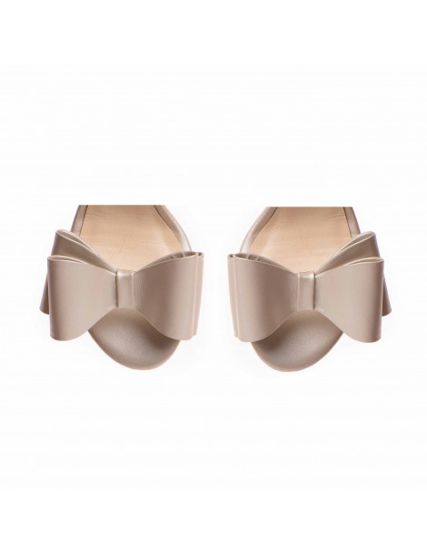 Sandale mireasa piele naturala Ivoire cu funda - The5thelement.ro