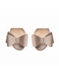 Sandale mireasa piele naturala Ivoire cu funda - The5thelement.ro