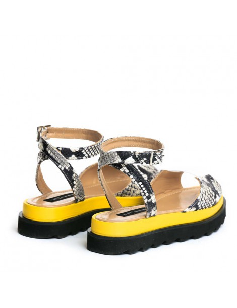 Sandale dama piele fara toc Gri Brooklyn - The5thelement.ro