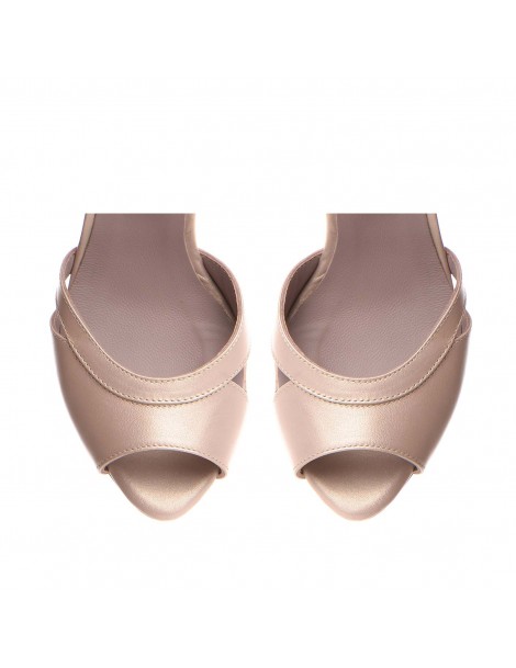 Sandale mireasa piele naturala Bej Sidefat Thalia - The5thelement.ro