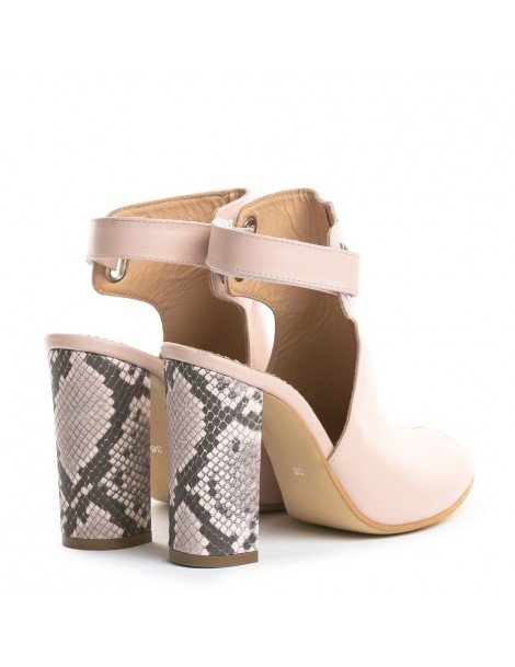 Sandale piele toc gros Single Strap Rose - The5thelement.ro