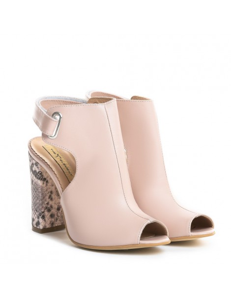 Sandale piele toc gros Single Strap Rose - The5thelement.ro