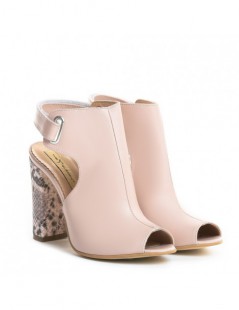 Sandale piele toc gros Single Strap Rose - The5thelement.ro