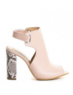 Sandale piele toc gros Single Strap Rose - The5thelement.ro
