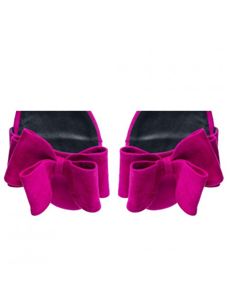Sandale dama piele fara toc Fucsia Cu funda Lia - The5thelement.ro