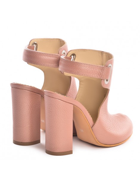 Sandale piele toc gros Single Strap Rose - The5thelement.ro