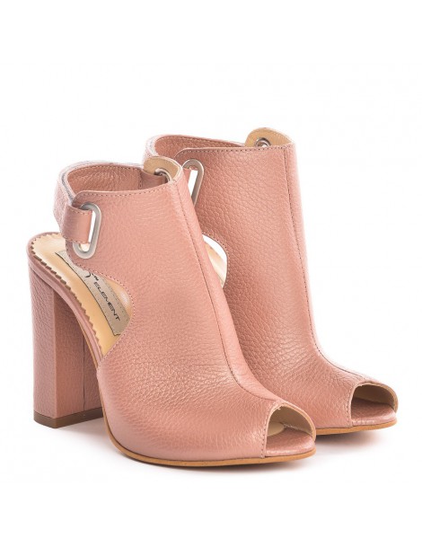 Sandale piele toc gros Single Strap Rose - The5thelement.ro