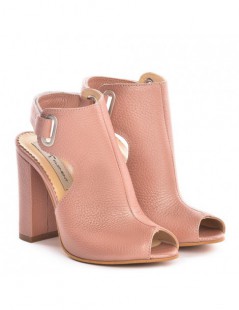 Sandale piele toc gros Single Strap Rose - The5thelement.ro