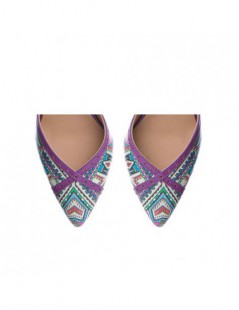 Pantofi Stiletto Piele Naturala Mov Aztec Rihanna - The5thelement.ro