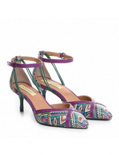 Pantofi Stiletto Piele Naturala Mov Aztec Rihanna - The5thelement.ro