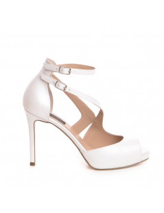Sandale cu platforma piele naturala Alb Isra - The5thelement.ro