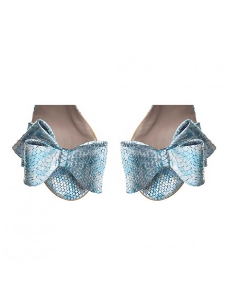 Sandale dama Piele Naturala Bleu Bow - The5thelement.ro