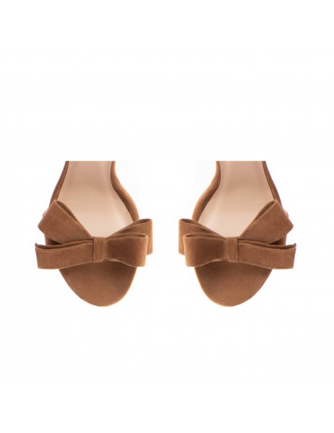 Sandale dama Piele Naturala Camel Bow - The5thelement.ro
