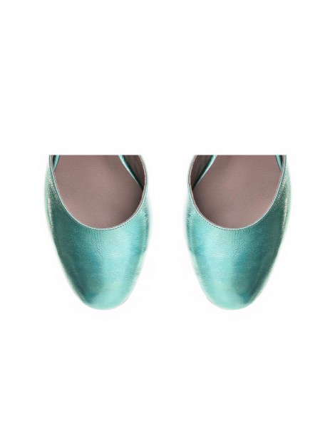 Pantofi dama Piele Naturala menta Sidefat Cinderella - The5thelement.ro