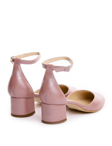 Pantofi cu toc gros piele naturala Rose Cinderella - The5thelement.ro
