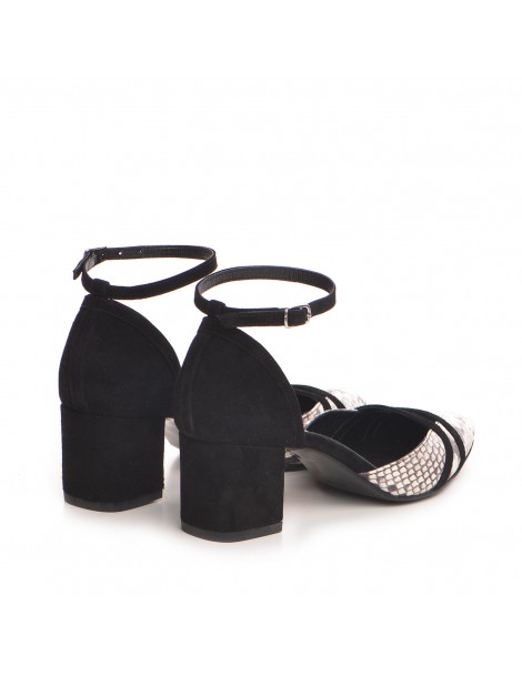 Pantofi cu toc gros piele Negru Adele - The5thelement.ro