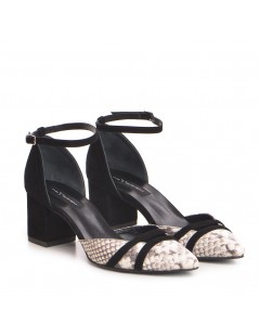 Pantofi cu toc gros piele Negru Adele - The5thelement.ro