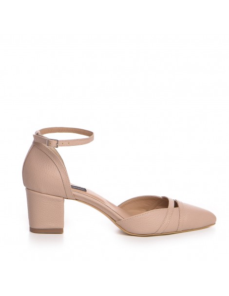 Pantofi cu toc gros piele...