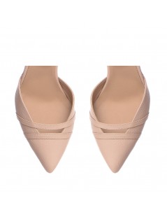 Pantofi cu toc gros piele Bej Adele - The5thelement.ro